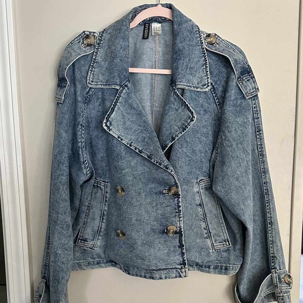 H&M Divided Oversized double-breasted jacket short trench coat size medium - Picture 2 of 11